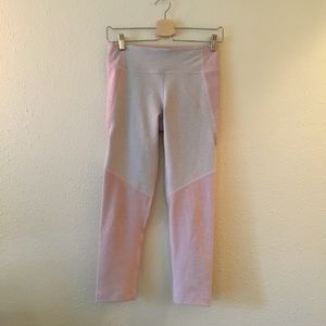 Outdoor Voices 3/4 Warm Up Leggings Pink and White